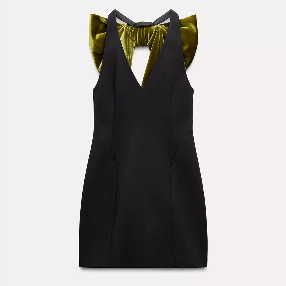 Zara Black Dress with velvet Bow